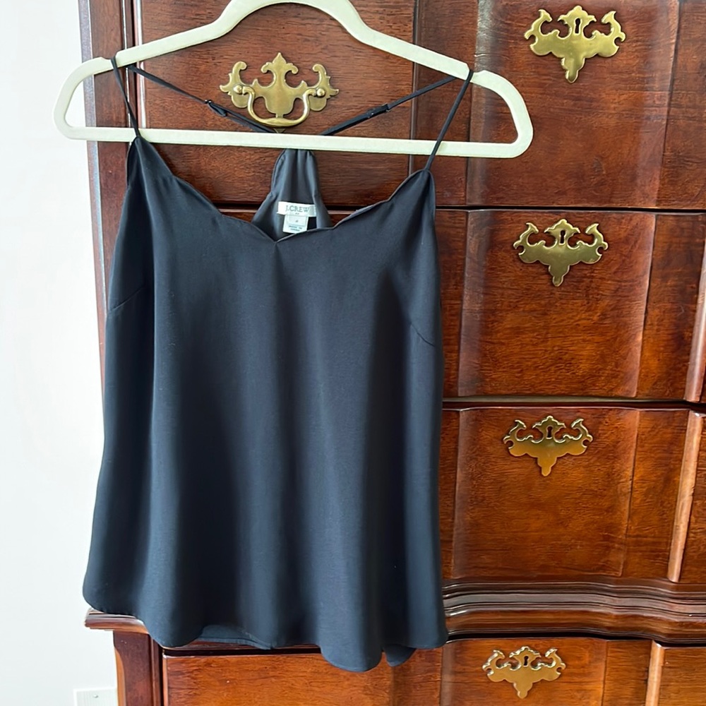 J crew black scallop cami size 4